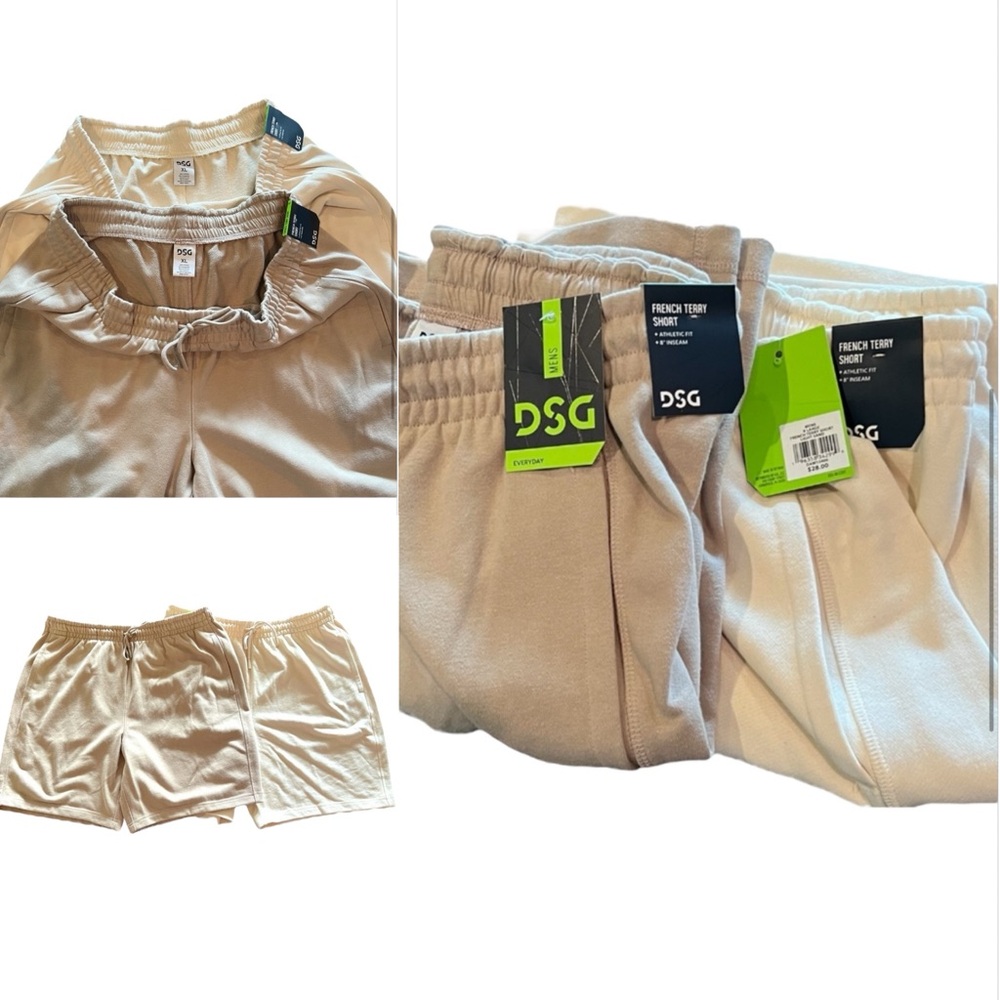 DSG 8” Inseam Men’s Terry Shorts Size XL Athletic Fit Khaki or Light San…